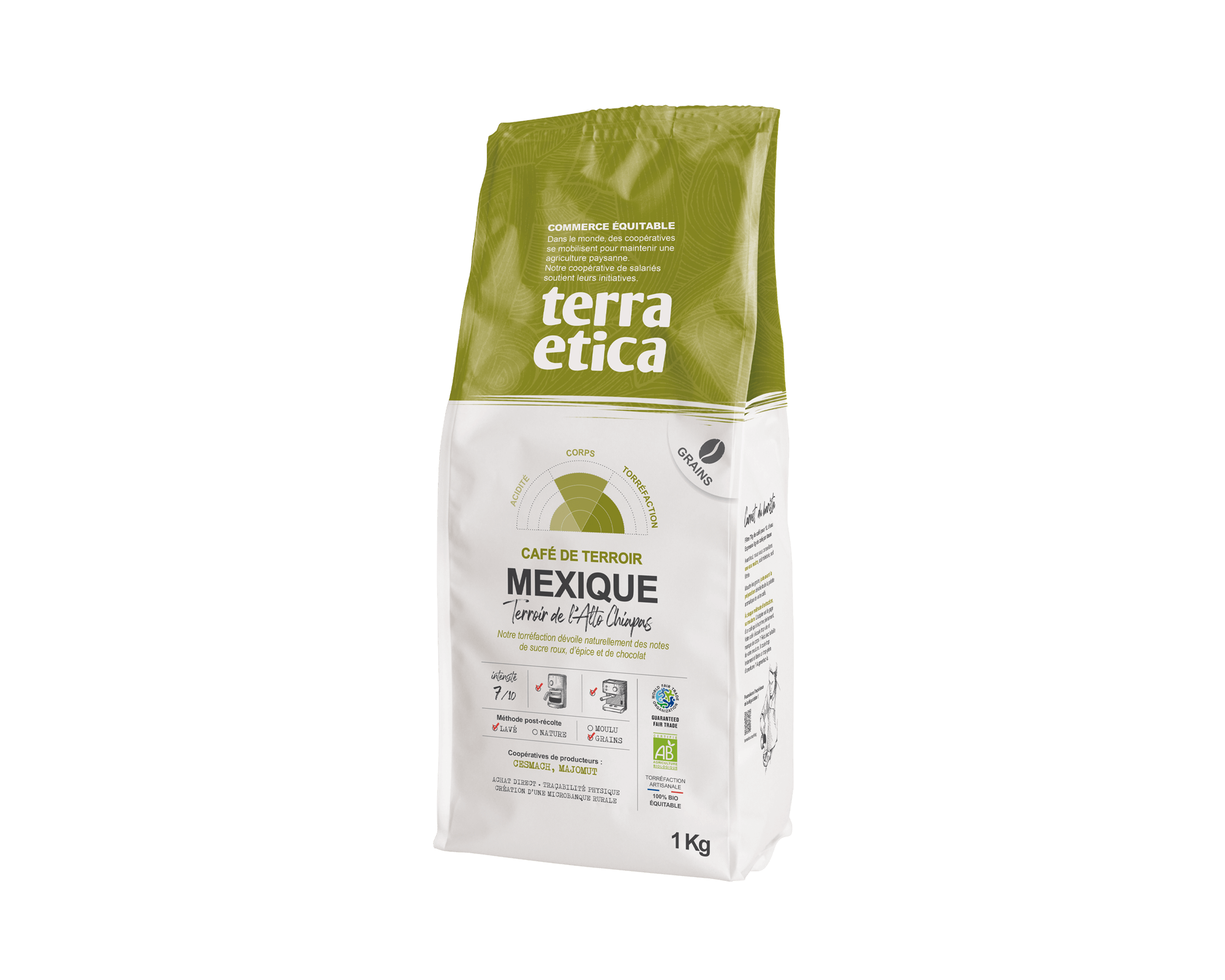 Pur arabica du Mexique en grains biologique et équitable 1kg - Terra Etica I Café Michel