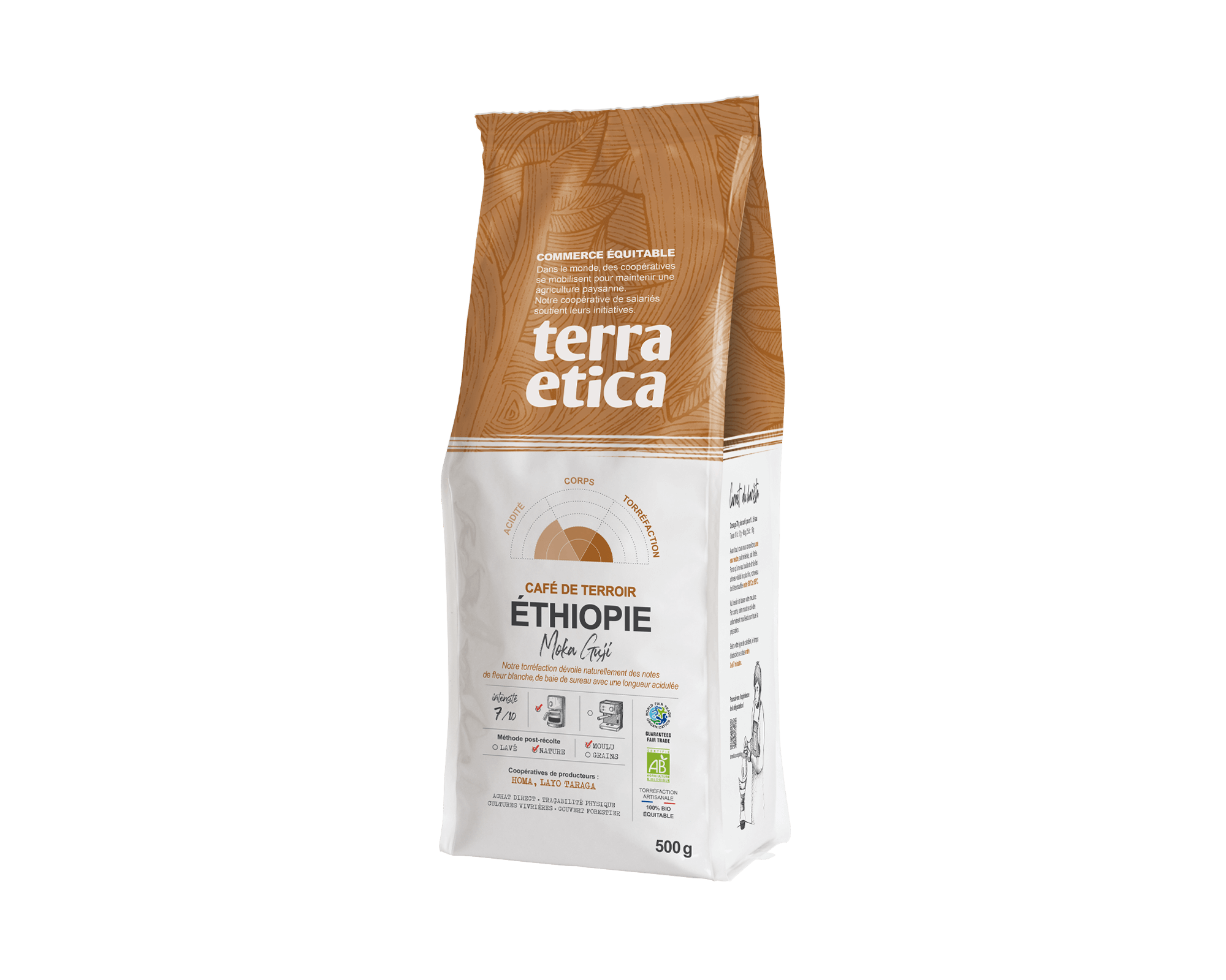 Café pur arabica d'Ethiopie moulu biologique et équitable en format 500g Terra Etica - Café Michel