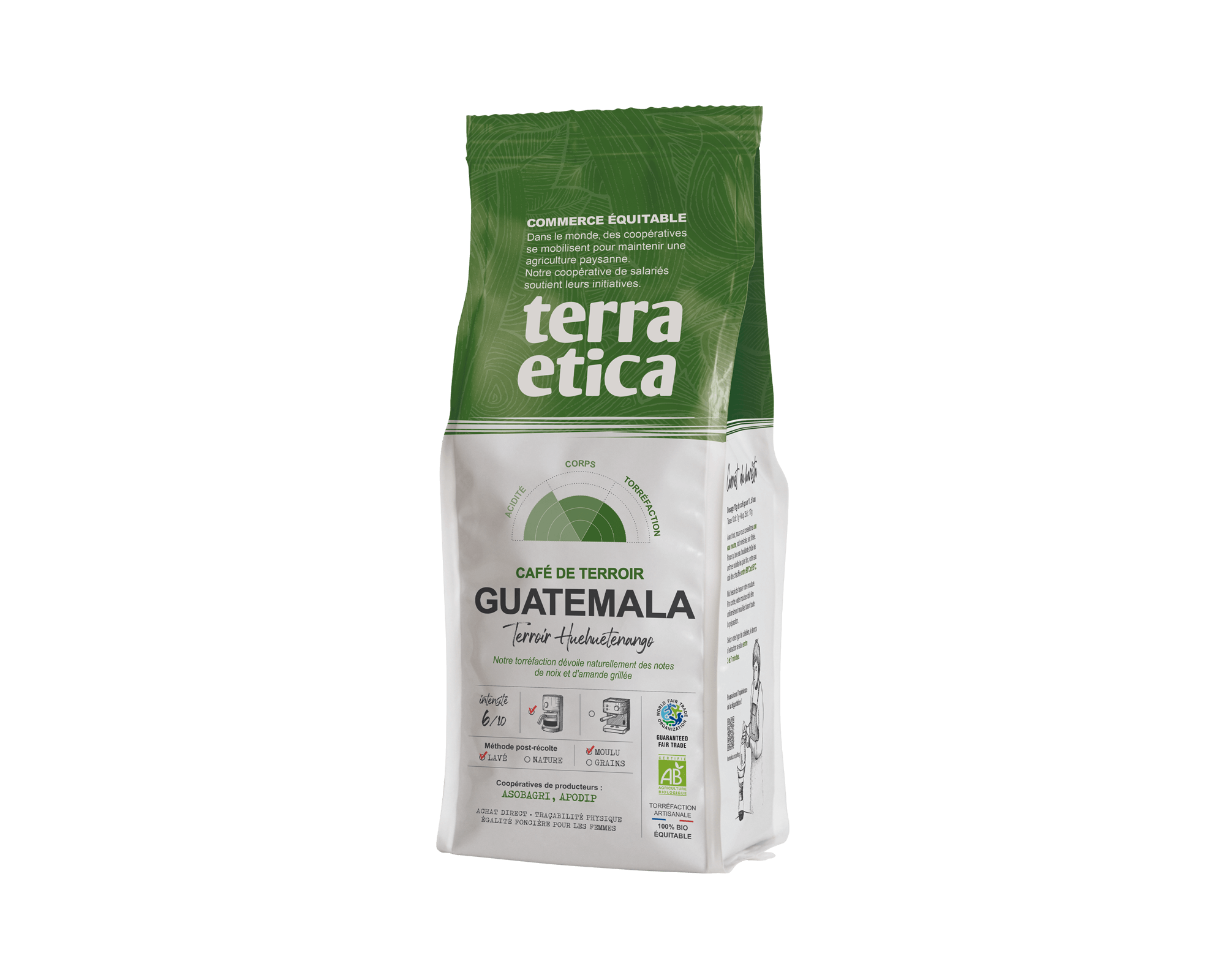 Café pur arabica du Guatémala moulu biologique et équitable en format 250g Terra Etica - Café Michel