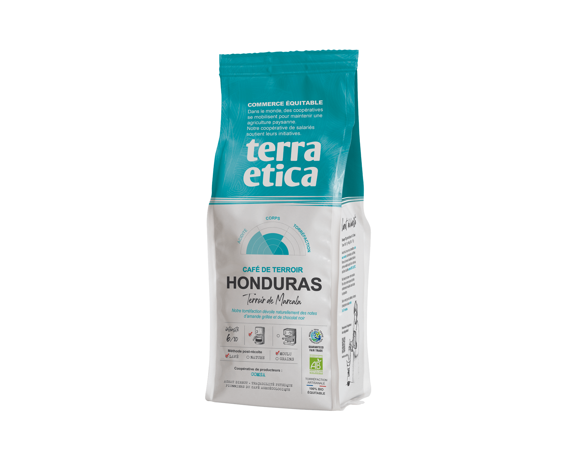 Café pur arabica Honduras Moulu biologique et équitable, format 250gr Terra Etica I Café Michel