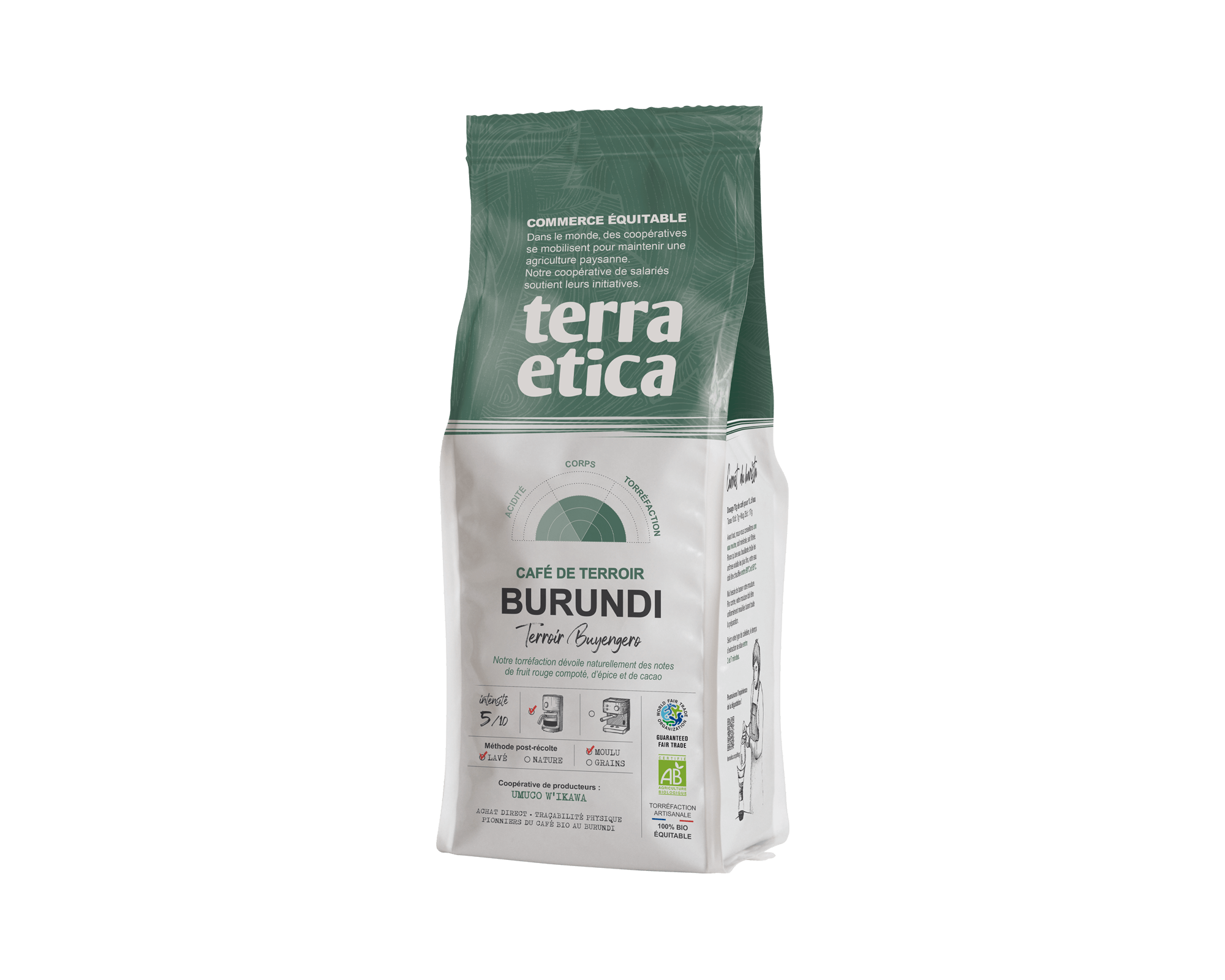 Café pur arabica du Burundi Moulu biologique et équitable en format 250gr - Terra Etica I Café Michel