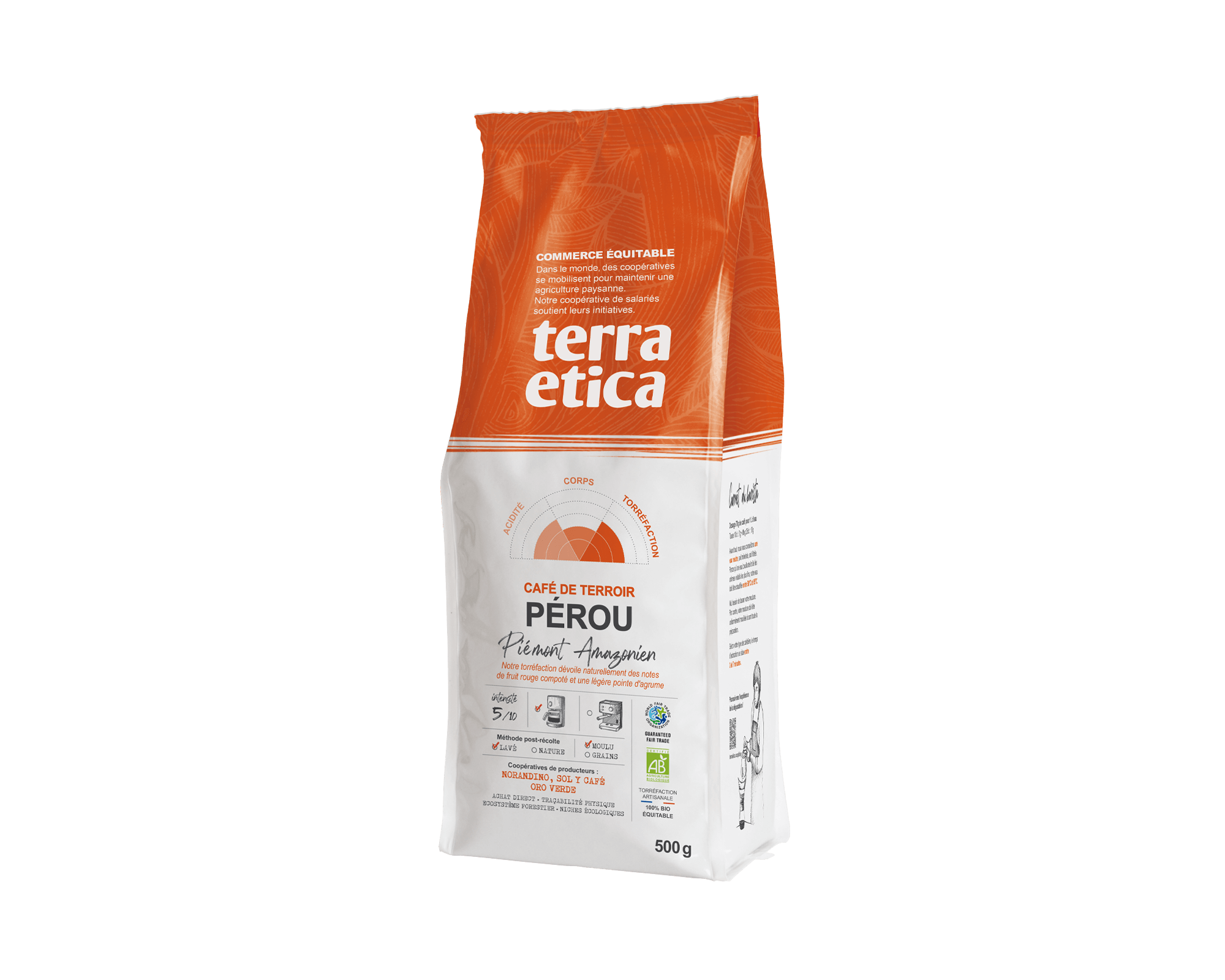 Café pur arabica moulu du Pérou biologique et équitable, en format 500g - Terra Etica l Café Michel