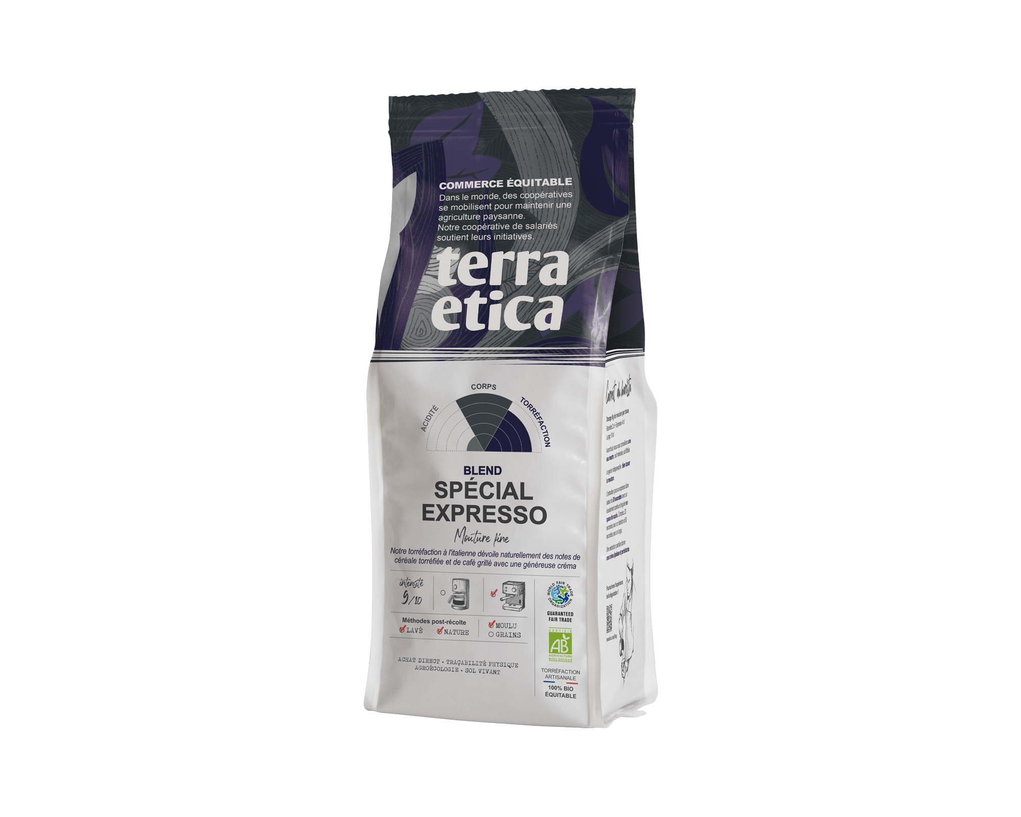 Mélange d'arabica et de robusta moulu Spécial Expresso bio et équitable - paquet 250g - Terra Etica I Café Michel