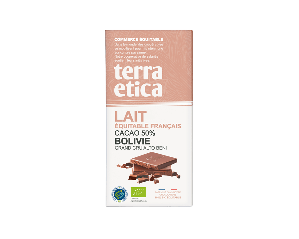 Chocolat au lait 50% cacao de Bolivie bio et équitable -Terra Etica I Café Michel