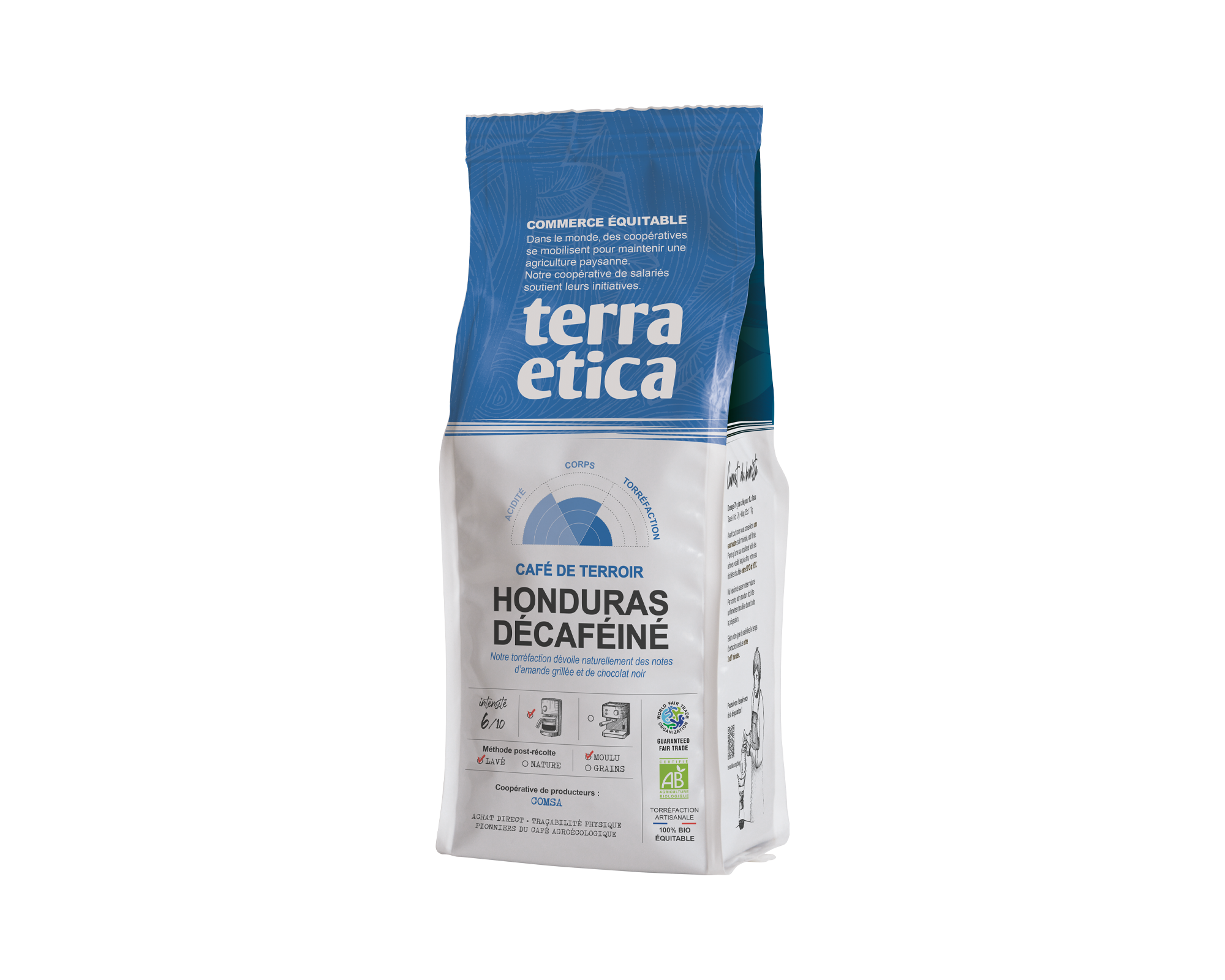 Café pur arabica décaféiné du Honduras Moulu biologique et équitable, format 250gr Terra Etica I Café Michel