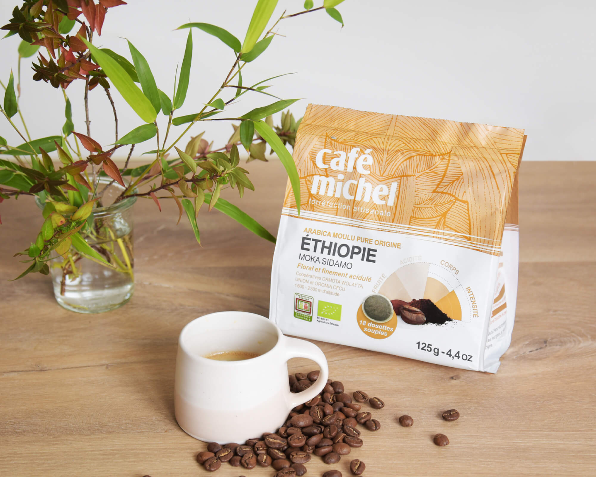 Dosettes souples d'arabica d'Éthiopie biologique et équitable - Café Michel