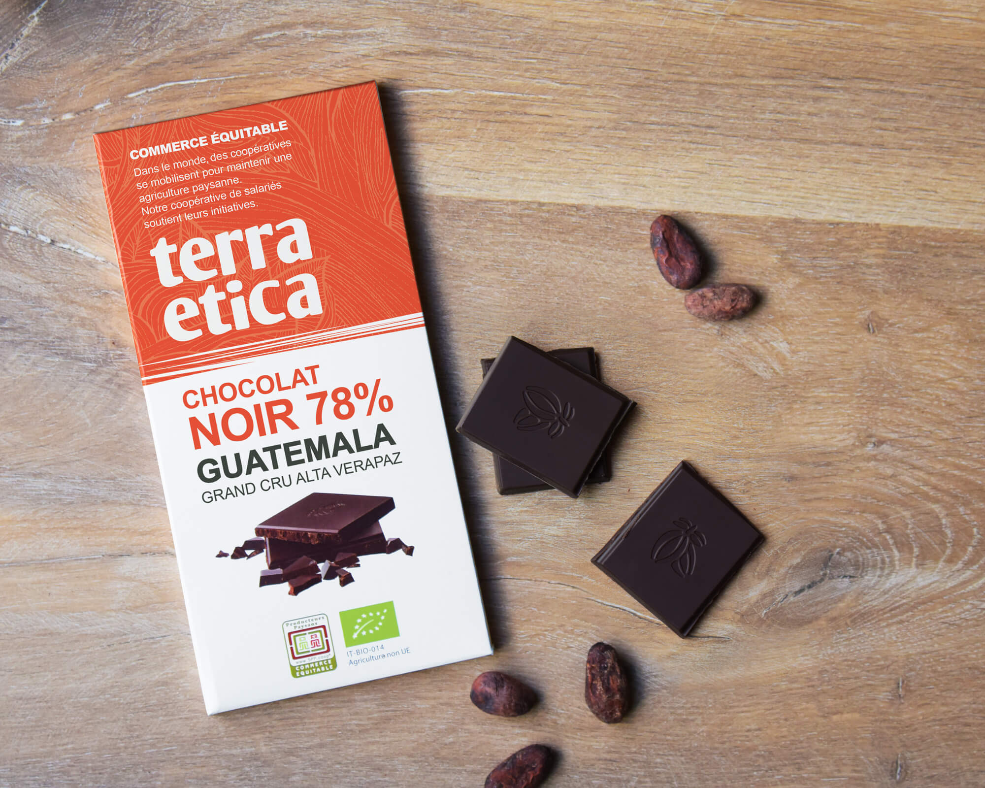 Chocolat Noir bio et équitable 78% cacao du Guatemala I Terra Etica