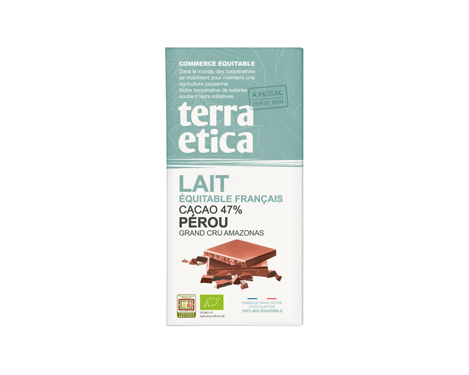 Chocolat Lait français intense 47% cacao Pérou bio et équitable I Terra Etica