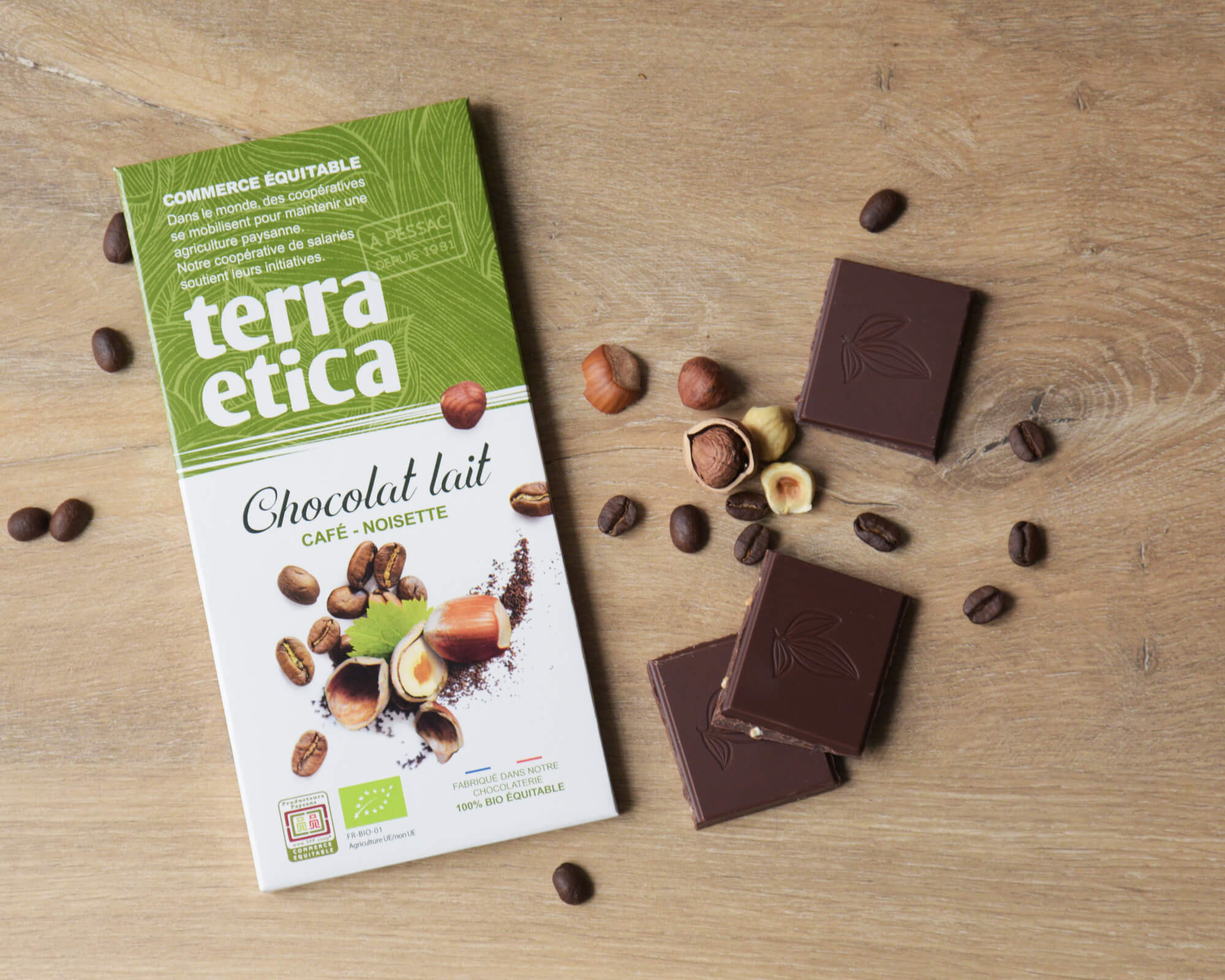 Chocolat lait café noisette 47% cacao Pérou I Terra Etica